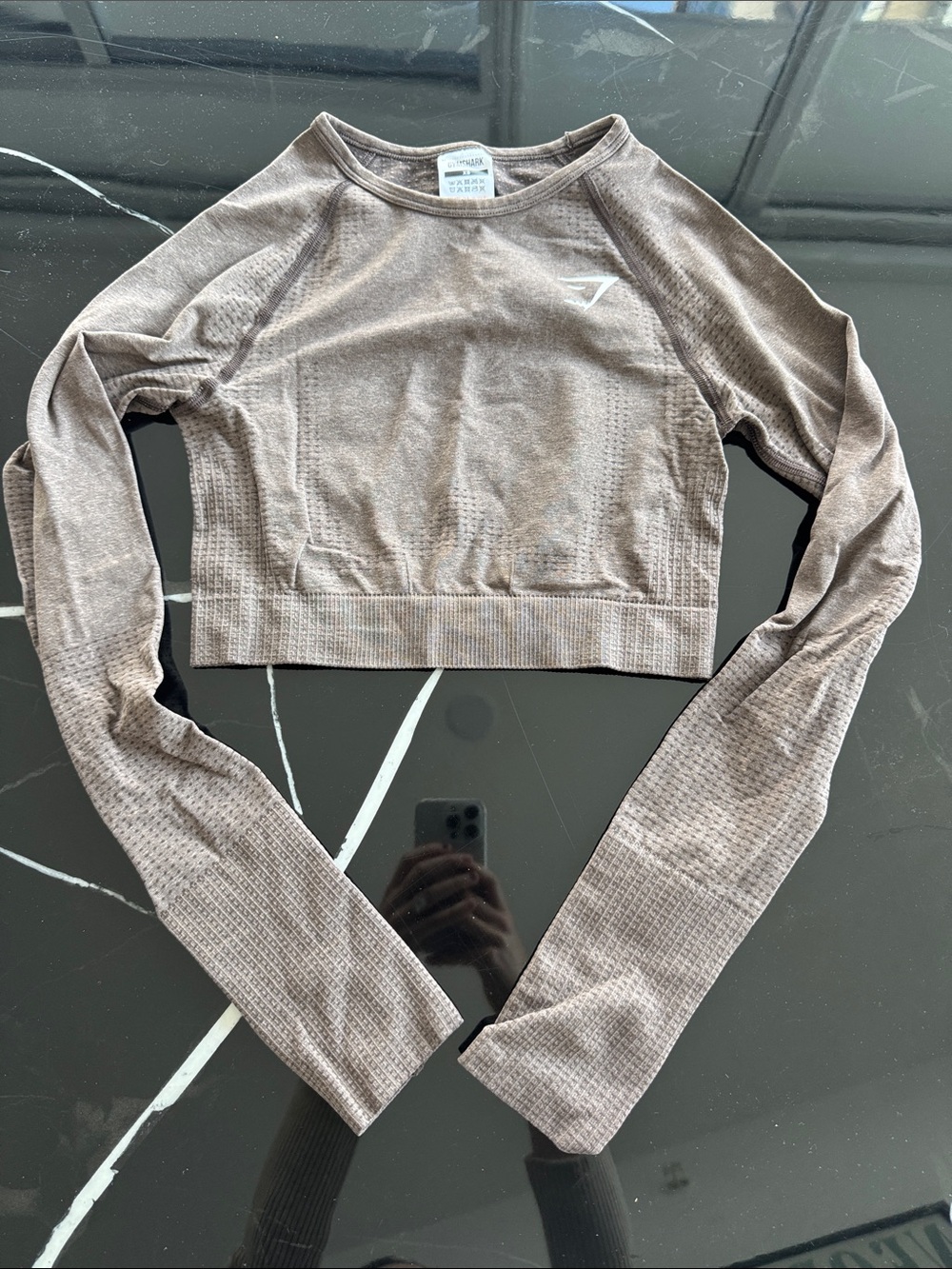 Gymshark Brown Long-Sleeve Seamless Crop Top